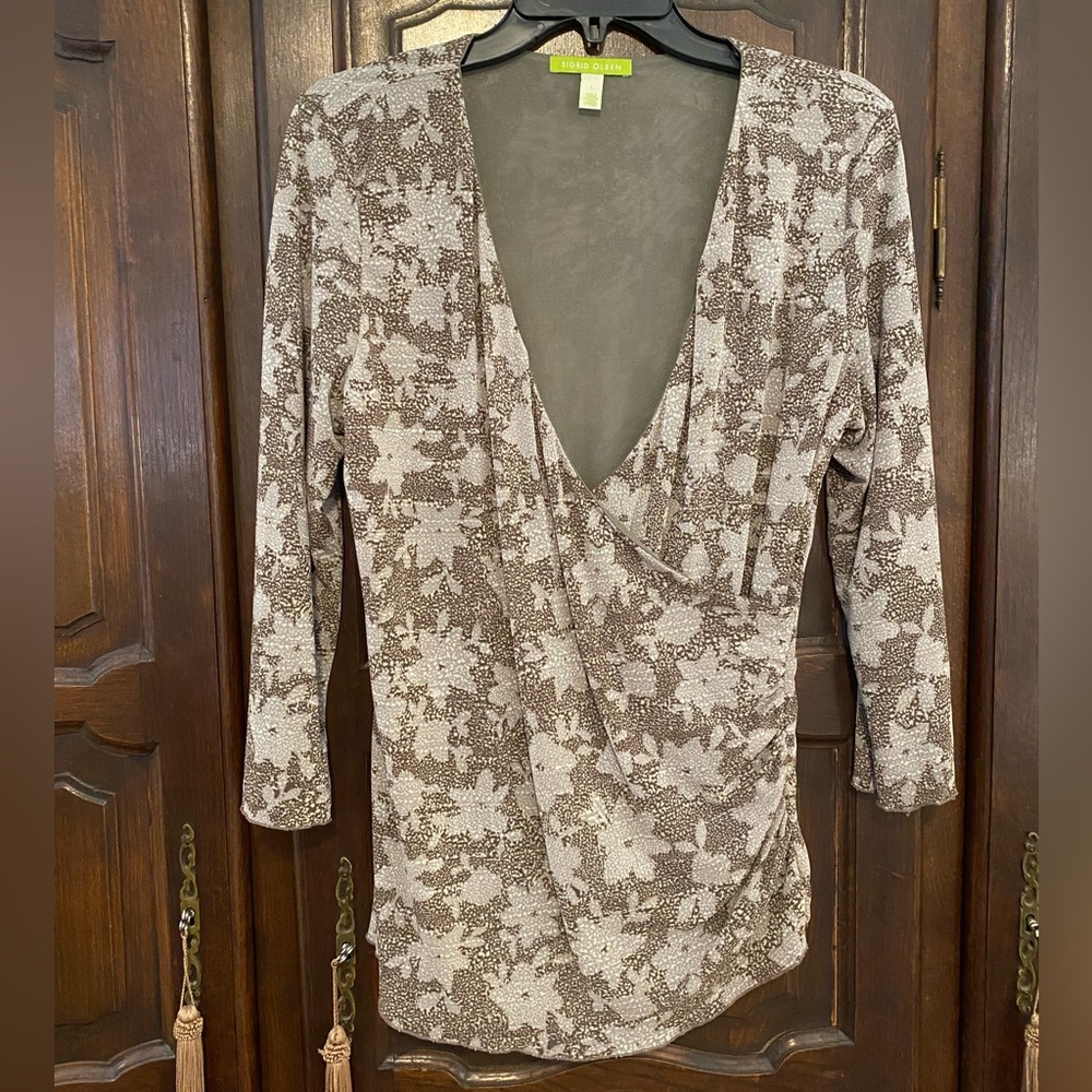 Sigrid Olsen knit faux wrap top tags removed never worn lined mesh fine …